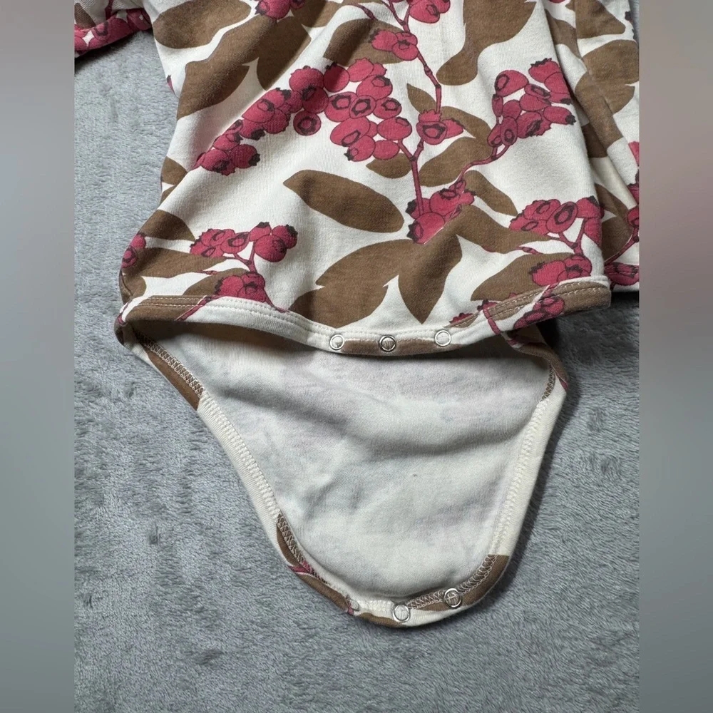 Kate Quinn Cranberry Print 100% Organic Cotton Long Sleeve Bodysuit 18-24 M